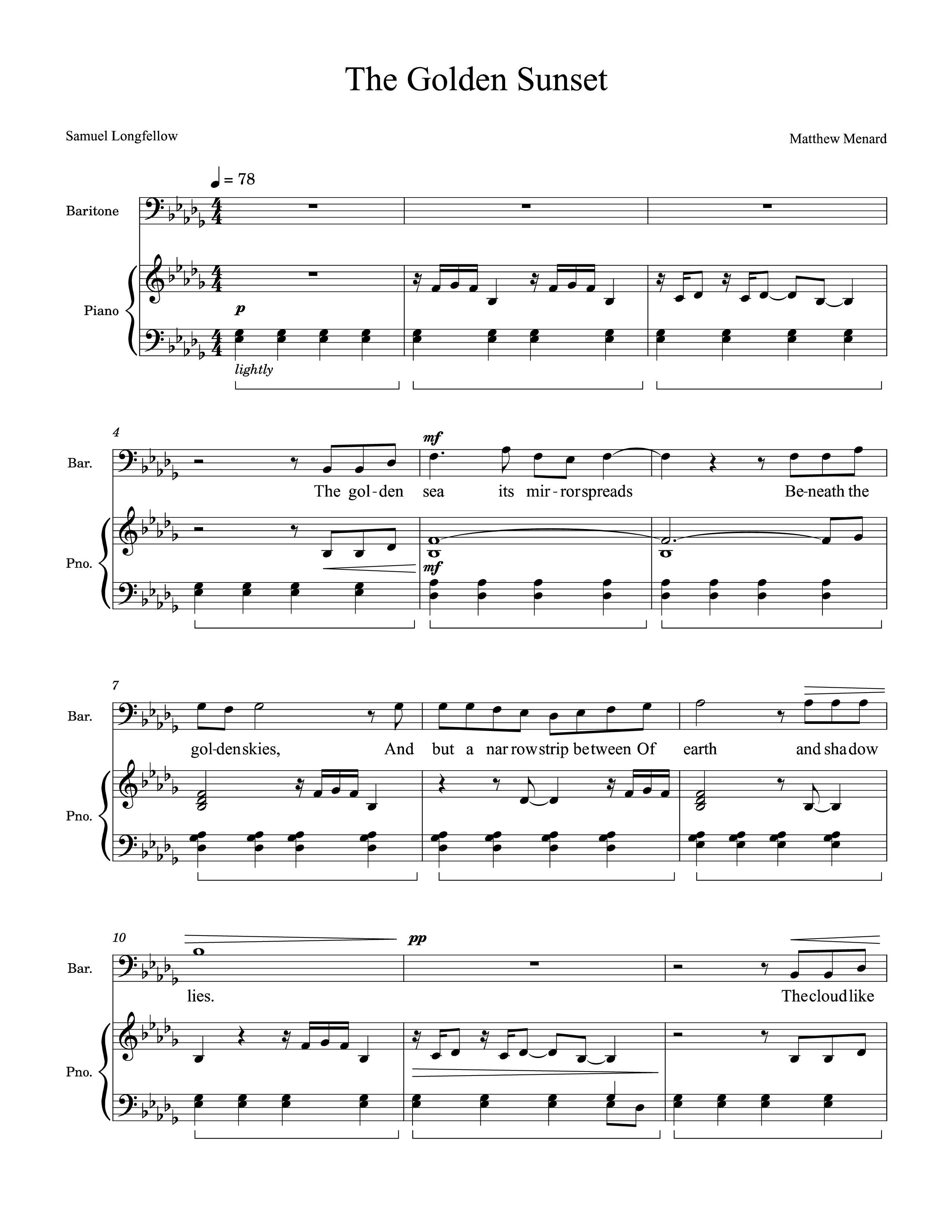 First page of the score for The Golden Sunset
